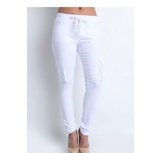 American Bazi White Cargo Jeggings